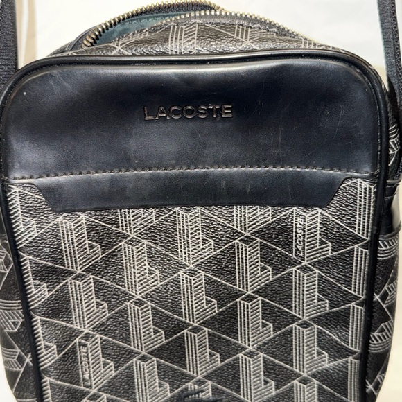 Lacoste Black and Gray Patterned Messenger Bag - Picture 2 of 6